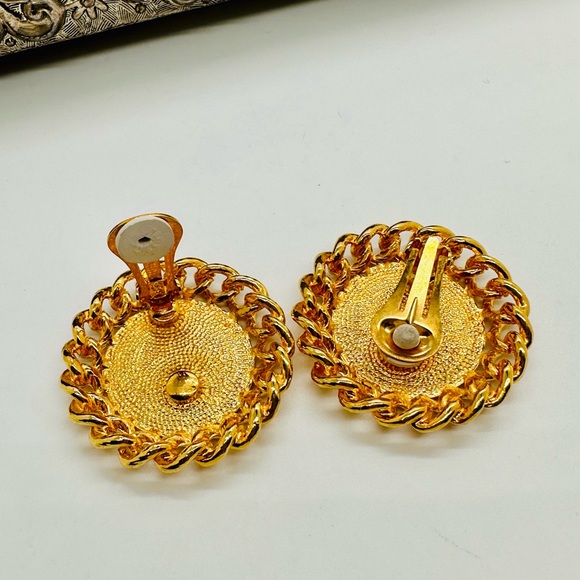 Vintage Ornate Medallion Statement Earrings - Picture 5 of 13